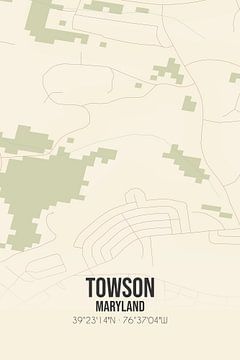 Carte ancienne de Towson (Maryland), USA. sur Rezona