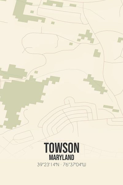 Carte ancienne de Towson (Maryland), USA. par Affiches de lieux