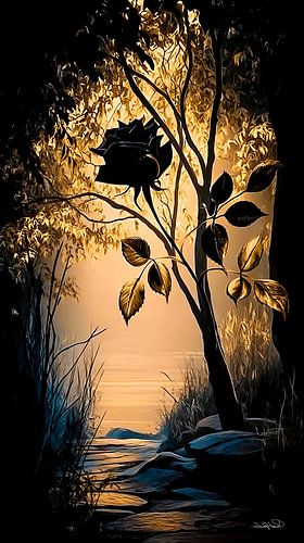 roos in rood, zwart of goud