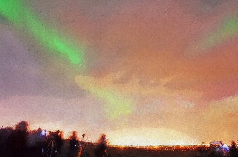 Noorderlicht boven IJsland van Frans Blok