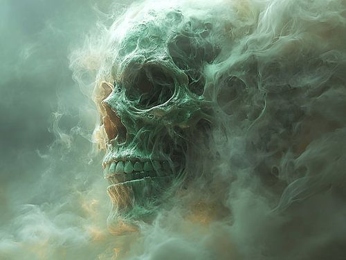 Abstrakte Schädelkunst - Moderne Illustration mit dramatischen Details und mystischer Anmutung