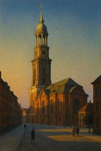 Kirchturm von St. Michael: Der Michel zur Goldenen Stunde