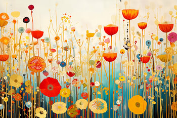 Coquelicots dans le style de Gustav Klimt