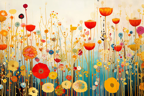 Poppies in the style of Gustav Klimt