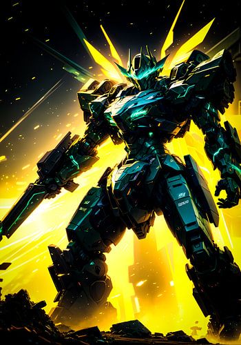 Green Robot With Yellow Wings