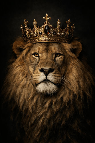 The Crowned King – Royal Lion Fine Art Portrait by Design Wall Arts