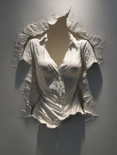 Detail of the ‘Elegance’ female torso, set against and detached from the wall