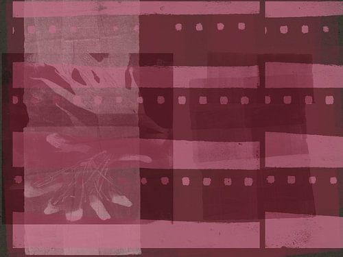 Abstracte organische en geometrische vormen in roze en wijnrood