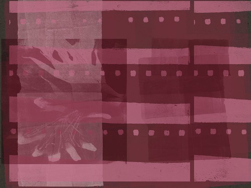 Formes organiques et géométriques abstraites en rose et rouge vin par Art minimaliste abstrait