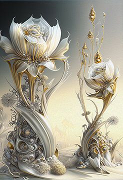 Goud- en zilverkleurige winterbloemen 2 van Joost Bolten