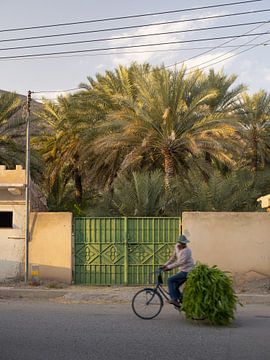 Man op de fiets in een dorp bij Nizwa | Reisfotografie Oman van Teun Janssen