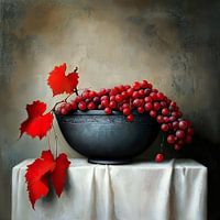 Nature morte moderne, bol avec raisins rouges