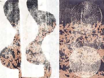 Moderne abstracte kunst. Aardetinten, vormen en patronen. van Dina Dankers