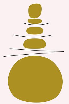 Zen Japandi Abstrait Minimaliste en rose et or