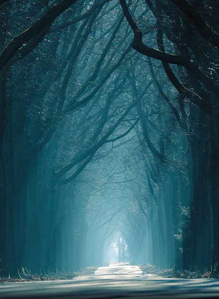 Mighty Blue (forêt brumeuse du matin néerlandais) par Kees van Dongen