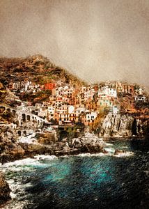 Cinque Terre Italië landschap schilderij #italy van JBJart Justyna Jaszke