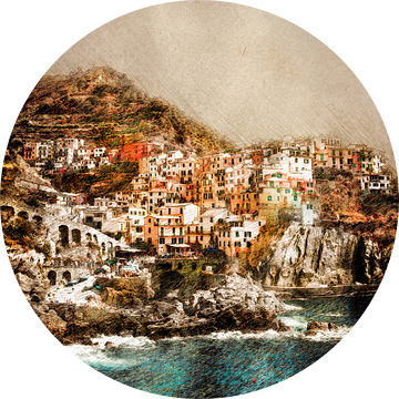 Cinque Terre Italië landschap schilderij #italy van JBJart Justyna Jaszke