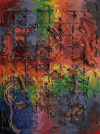 Abstraction expressive et riche en textures, avec une structure en trame sur STUDIO ARTSY
