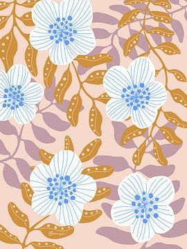 Colourful illustration blossom by Anna Benge