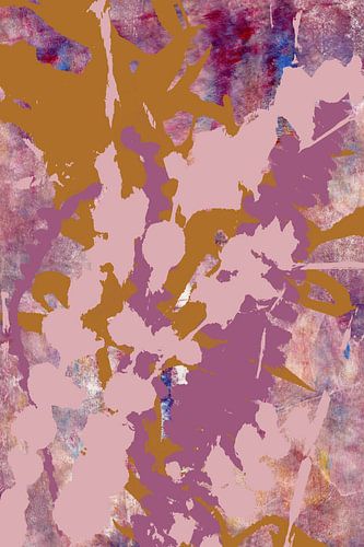 Natuurlijk leven. Abstracte Botanische Bladeren Medley. Roze, paars, oker