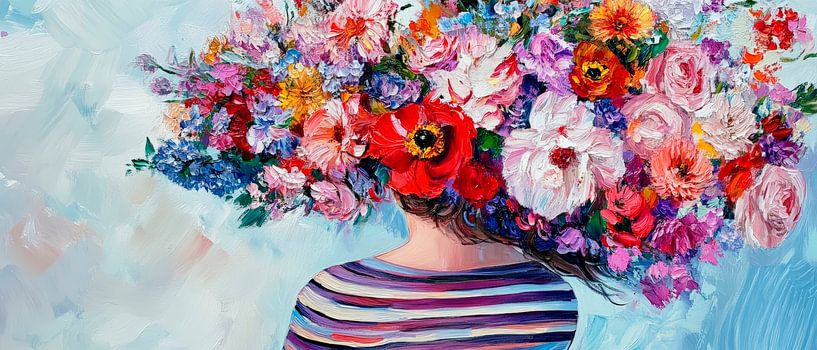 Bloemenkrans op hoofden - Kleurrijke vrijheid van Poster Art Shop
