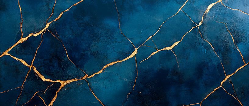 Marble texture in blue and gold by Poster Art Shop