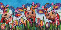 Between the tulips