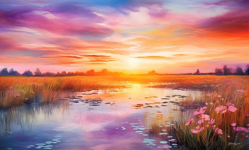 landschap in zachte kleuren van Gelissen Artworks