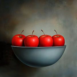 floating fruit bowl with red apples by Lauri Creates