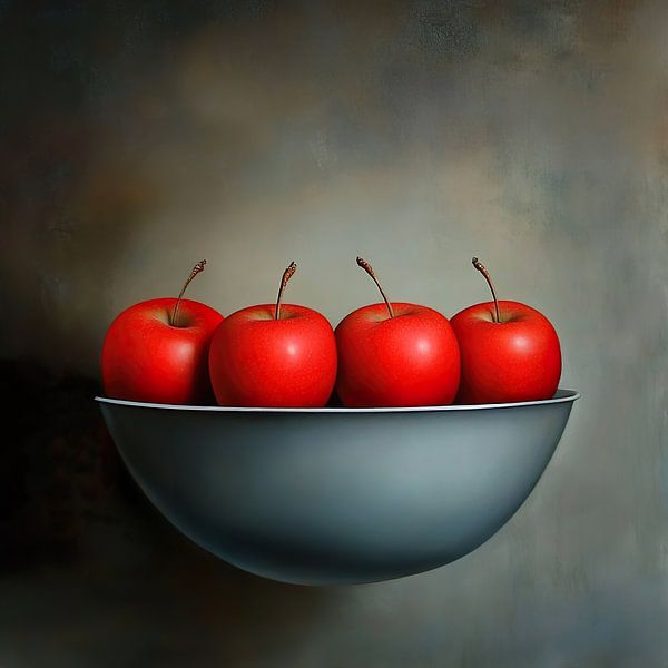 schwimmende Obstschale mit roten Äpfeln von Lauri Creates