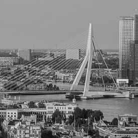Skyline Rotterdam (z/w) van John Ouwens