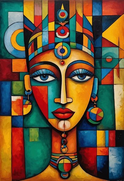 Abstrait Africain Cubiste Femme Art Portrait par MIROKKU