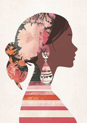 Vrouw Oorbel | Kleurvolle Vrouw met bloemen Haarband