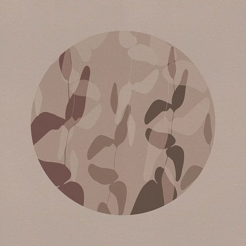 Japandi botanisch in neutraal beige en bruin. Bladeren.