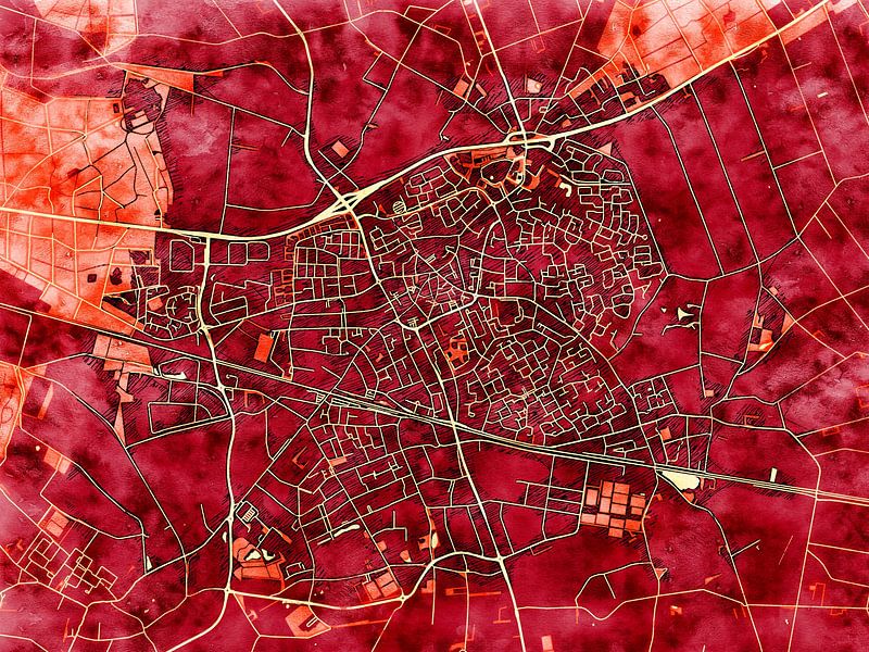 Map of Deurne with the style 'Amber Autumn' by Maporia