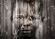Mixed art portret van Afrikaans kind in zwart wit von Heleen van de Ven Miniaturansicht