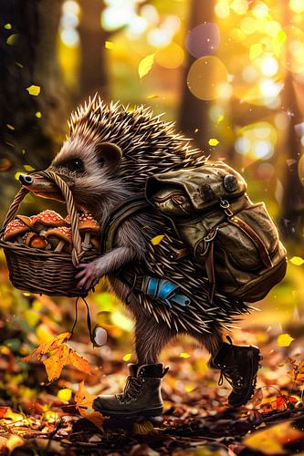 Egel in een herfstbos