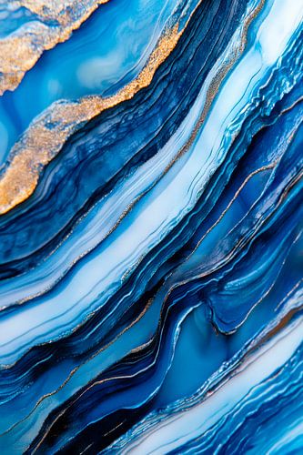 Blauwe agaatstructuren met gouden accenten