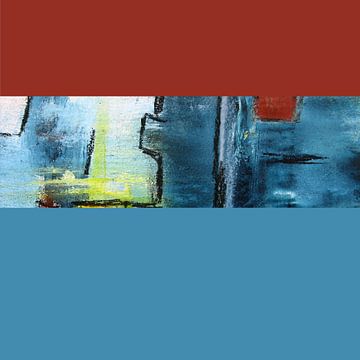 Abstracte kleurvelden / rood blauw van Kerstin Franz