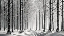 Zwart-wit foto met bomen