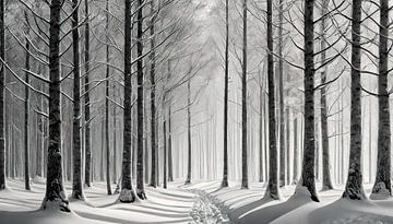 Black and white picture with trees by Mustafa Kurnaz