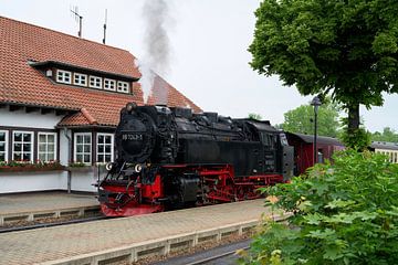 Dampflokomotive der Brockenbahn im Bahnhof der Stadt Wernigerode in Deutschland von Heiko Kueverling