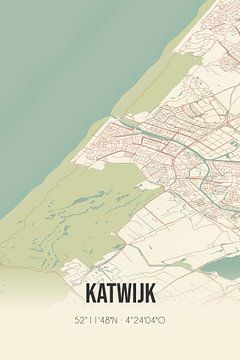 Vieille carte de Katwijk (Hollande du Sud) sur Rezona