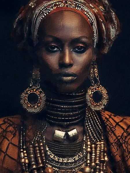 Femmes africaines - Coloré - Traditionnel - Luxe - Portrait - Visage de femme par www.annemiekebezemer.nl