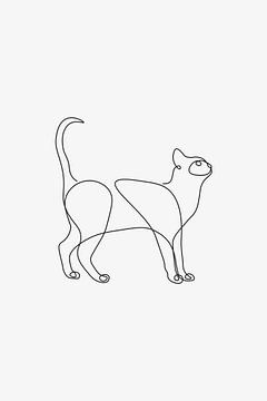 Cat Line Art van Walljar