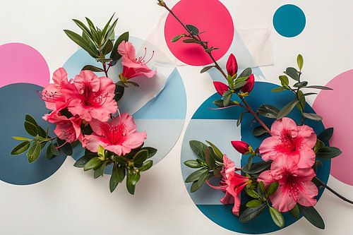 Azalea bloemen kunstwerk