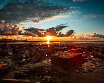 De laatste zonnestralen aan het schelpenhoekje