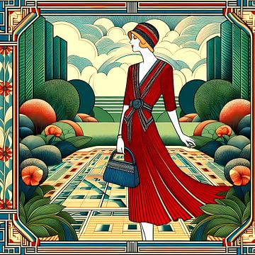 Mode 1930 Art Deco  vrouw van Tatjana Korneeva