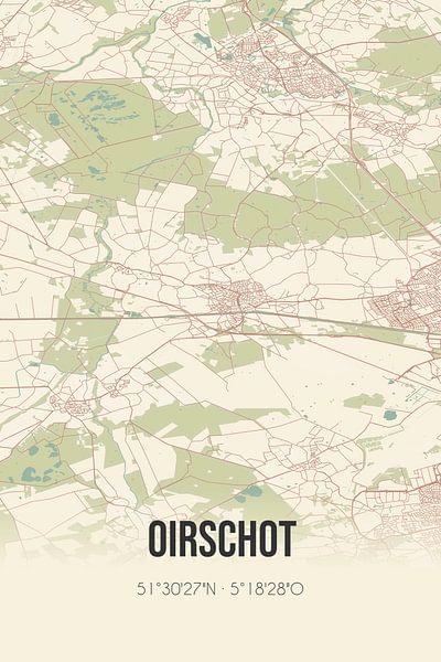 Carte ancienne d'Oirschot (Brabant du Nord) par Affiches de lieux