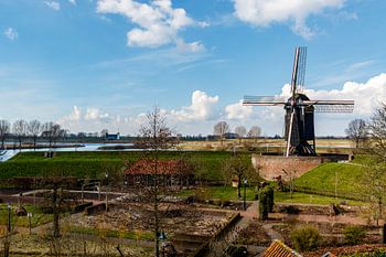 Moulin à vent sur la Bersche Maas à Heusden, Brabant septentrional, Pays-Bas